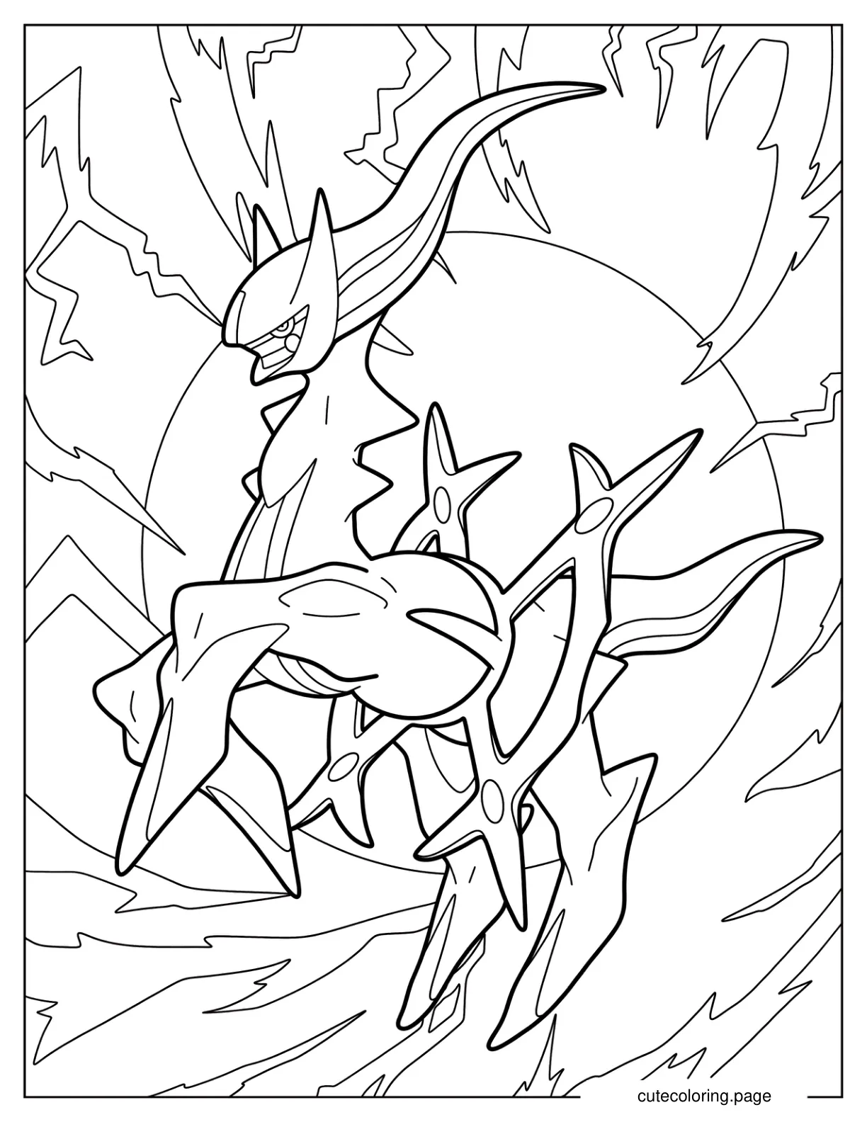 Arceus Surrounded By Electricity Coloring Page coloring page