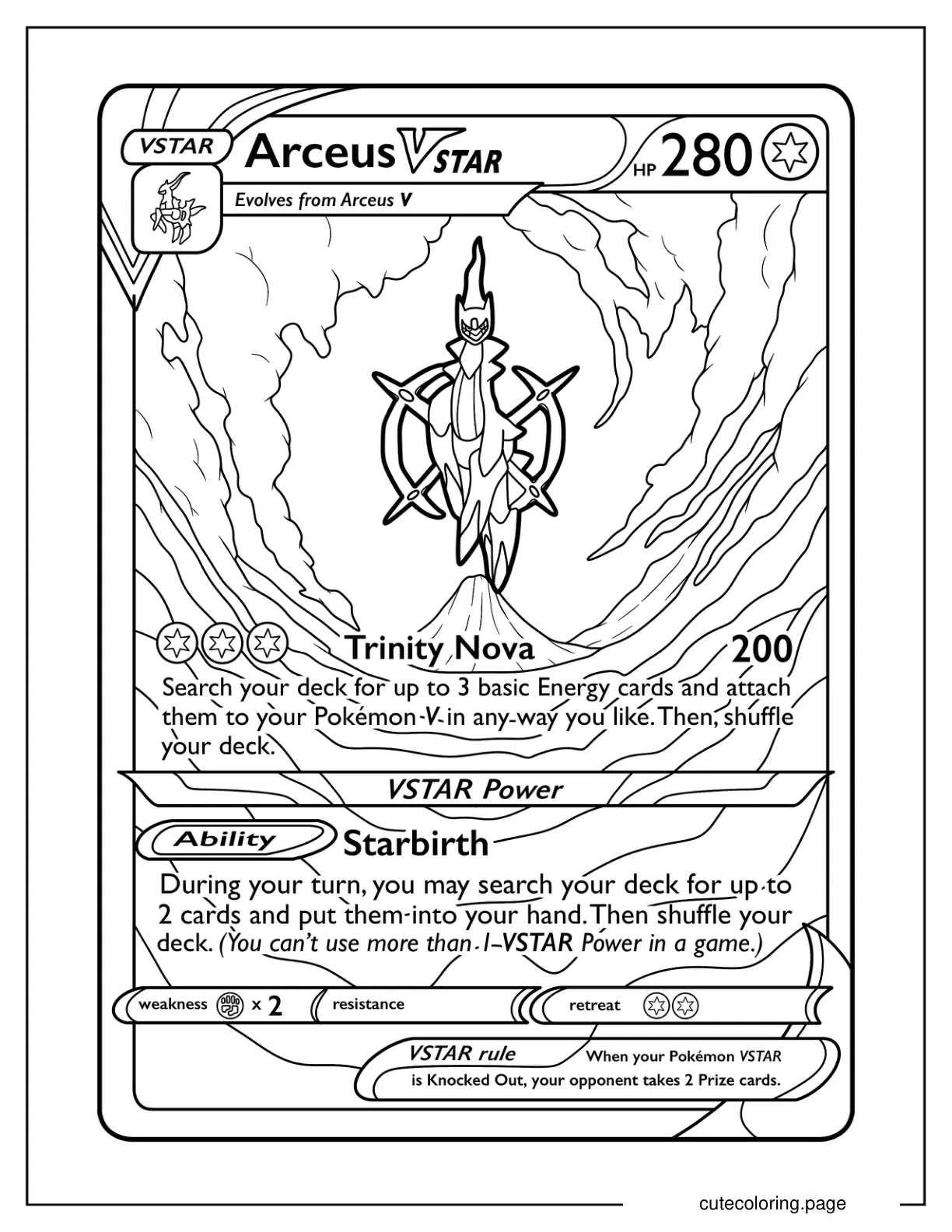 Arceus Trinity Nova Pokemon Card coloring page