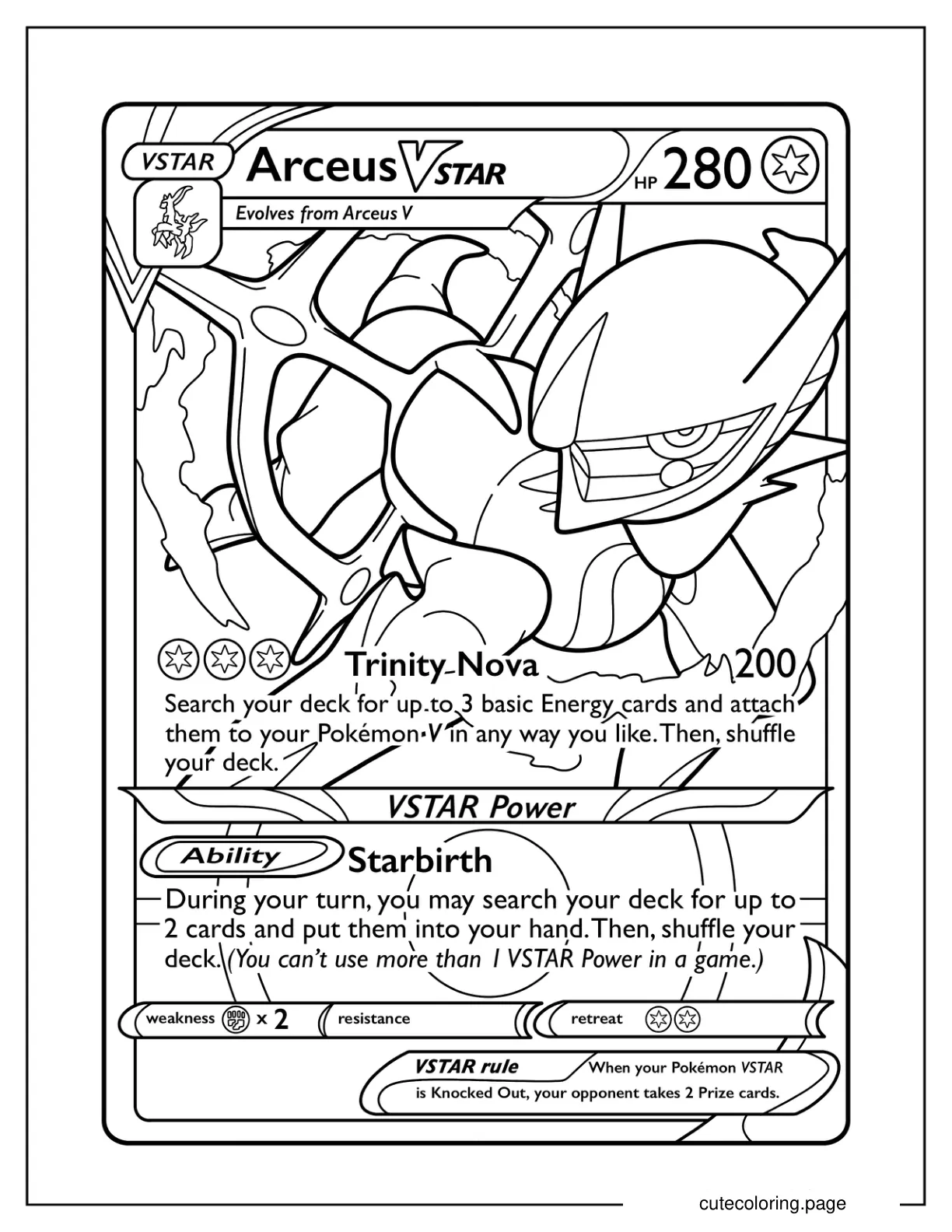 Arceus Vstar Pokemon Card Trinity Nova coloring page