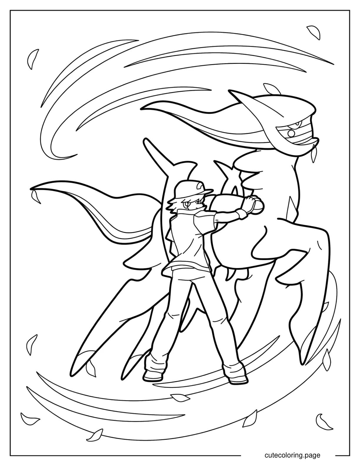 Ash Ketchum Catching Arcues In Pokeball coloring page