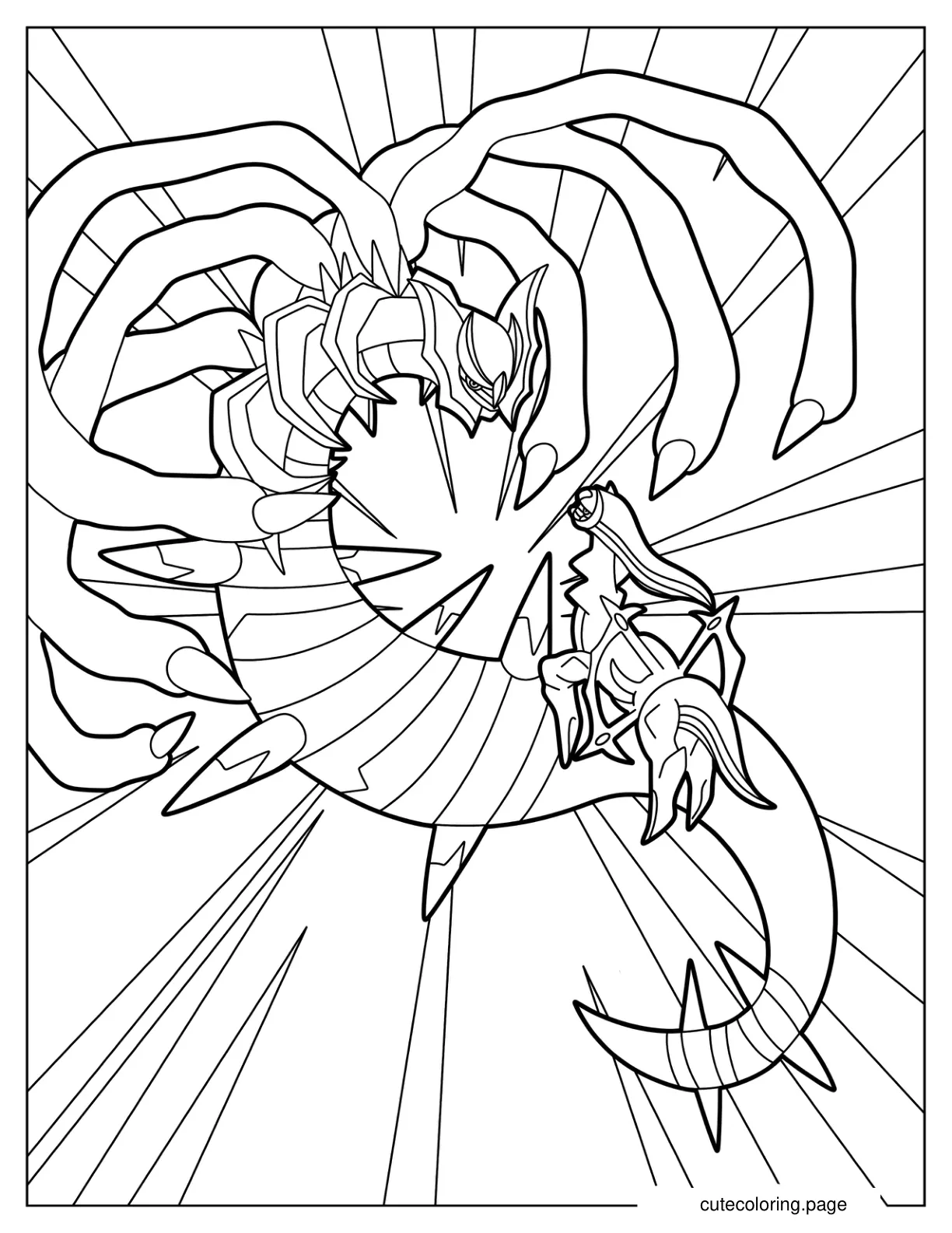 Giratina Fighting Arceus Coloring Page coloring page