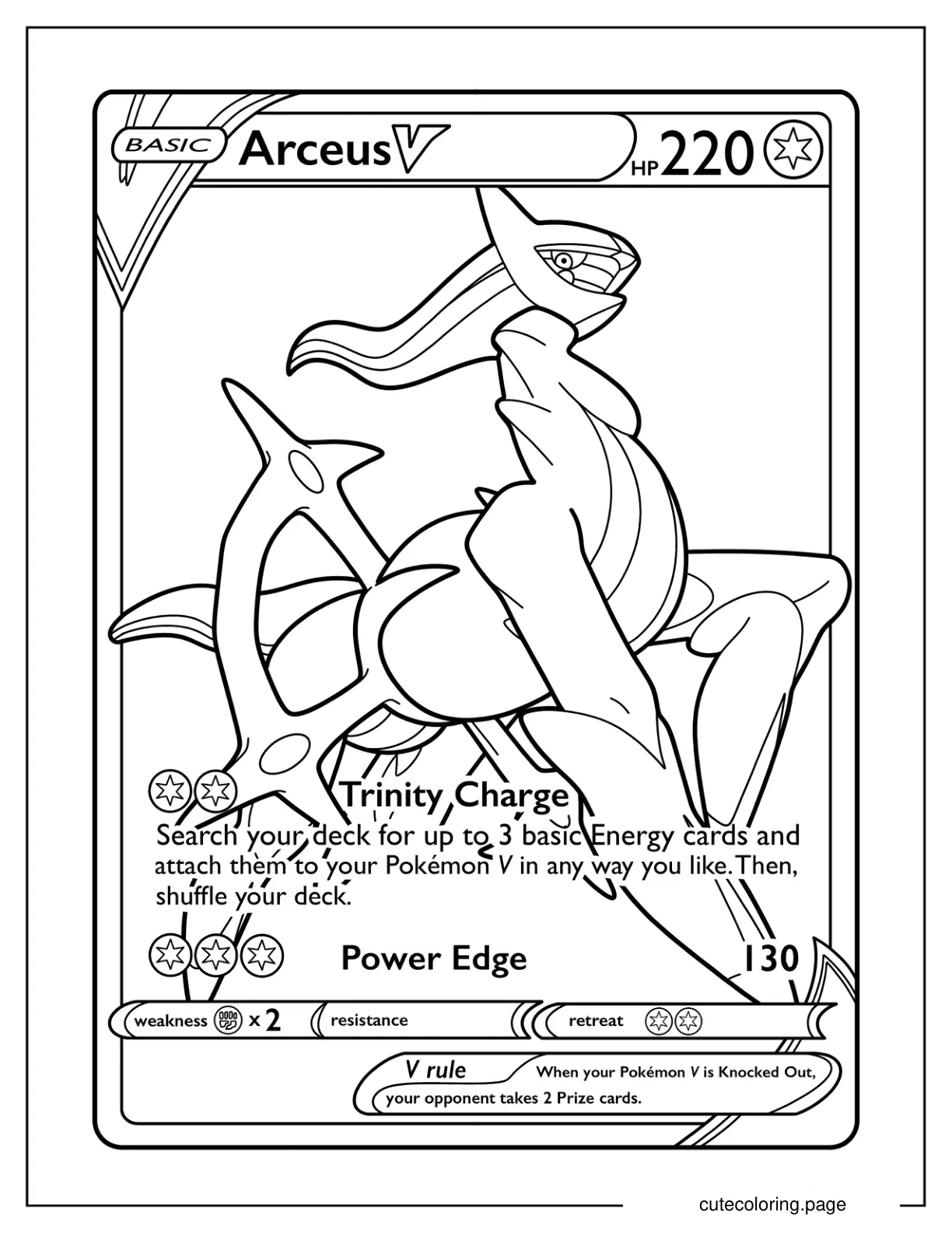 Simple Arceus Pokemon Card Coloring Sheet coloring page