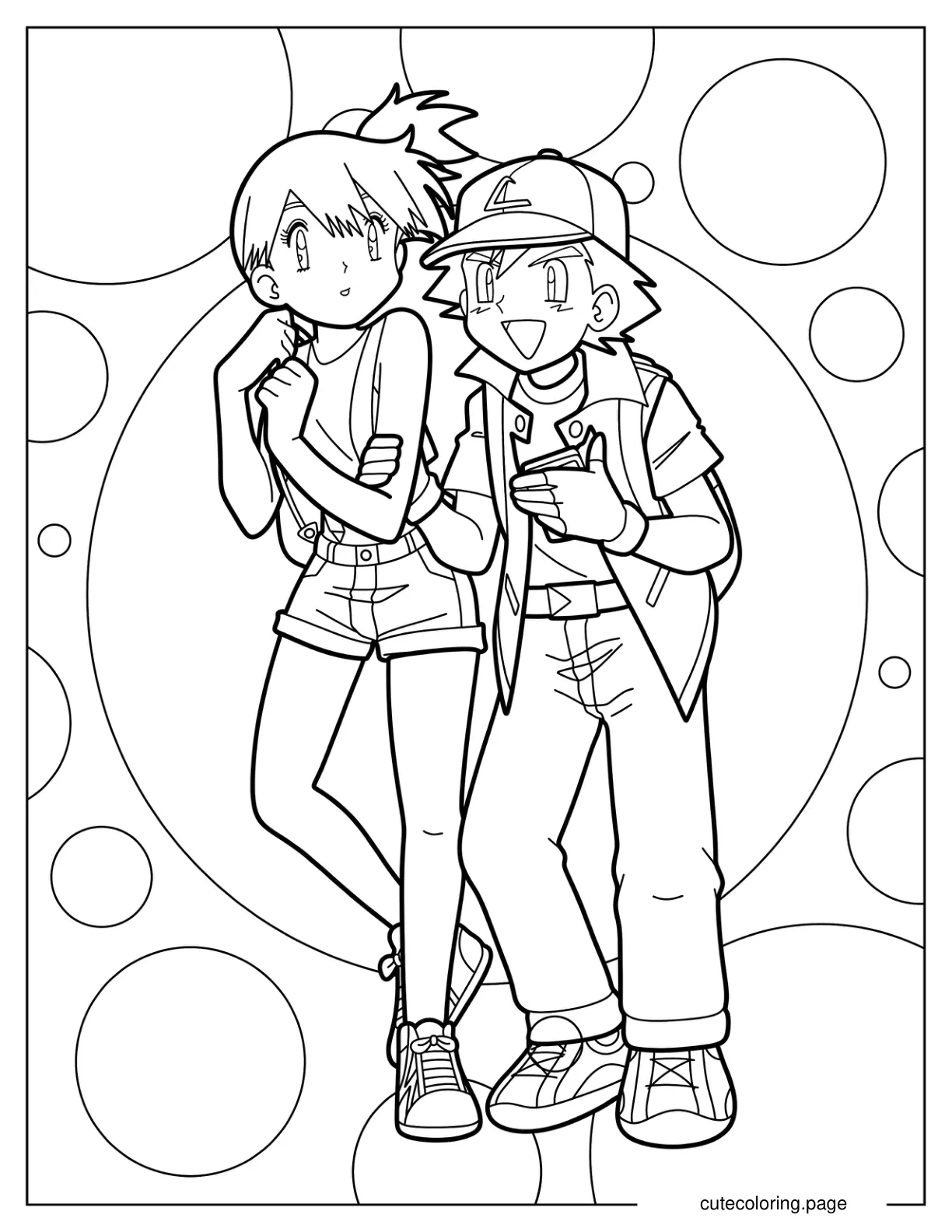 Ash Ketchum Holding Misty_s Arm Coloring Sheet coloring page