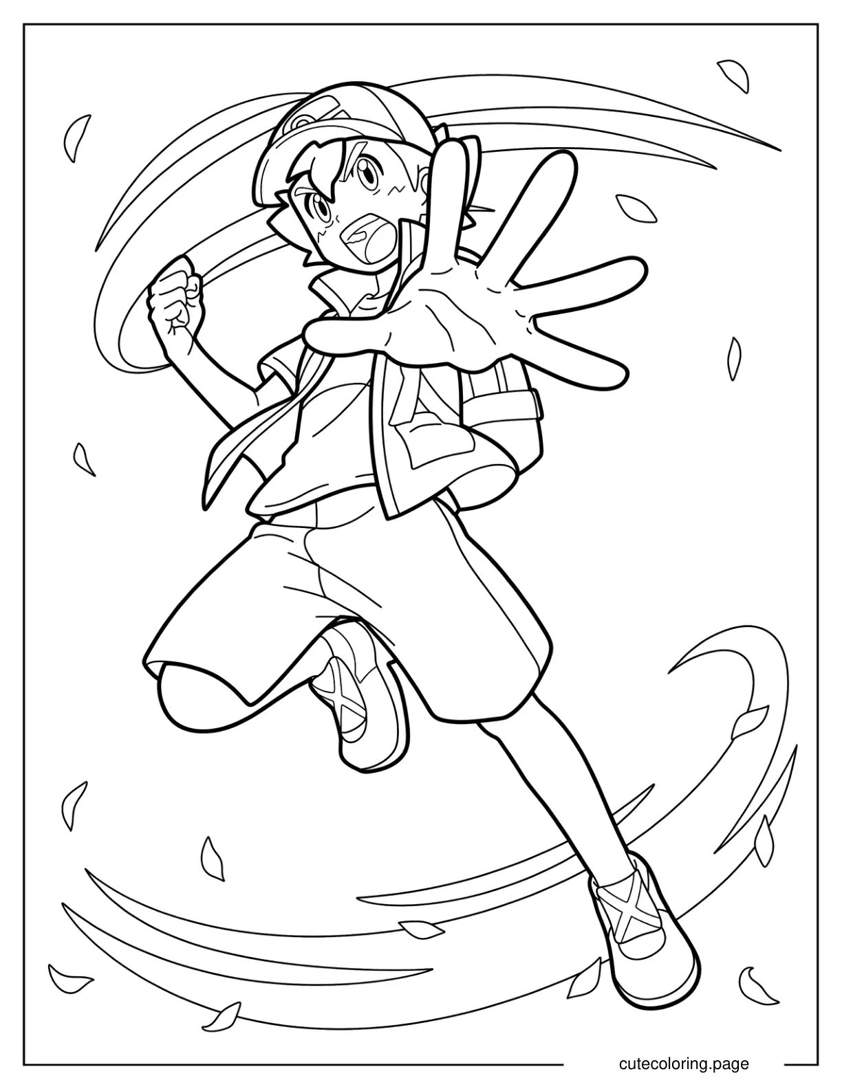 Ash Ketchum In A Pokemon Battle Coloring Sheet coloring page