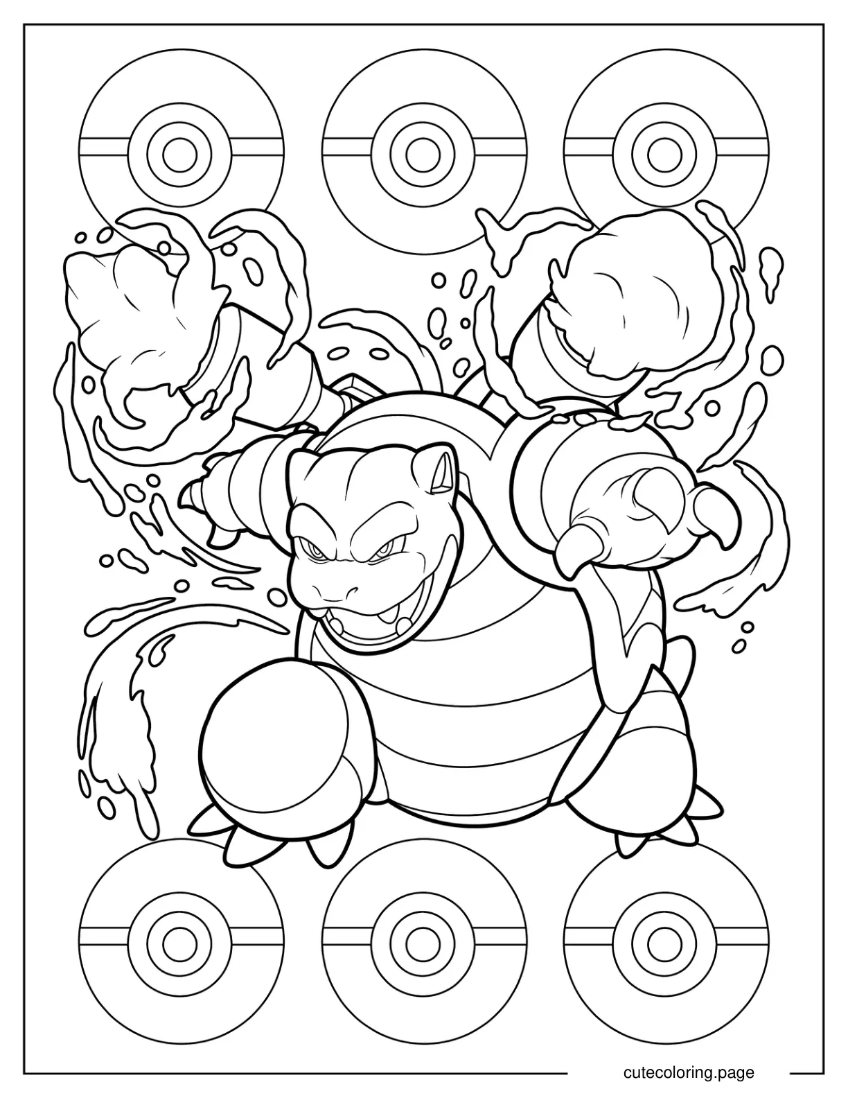 Angry Mega Blastoise Coloring Sheet coloring page