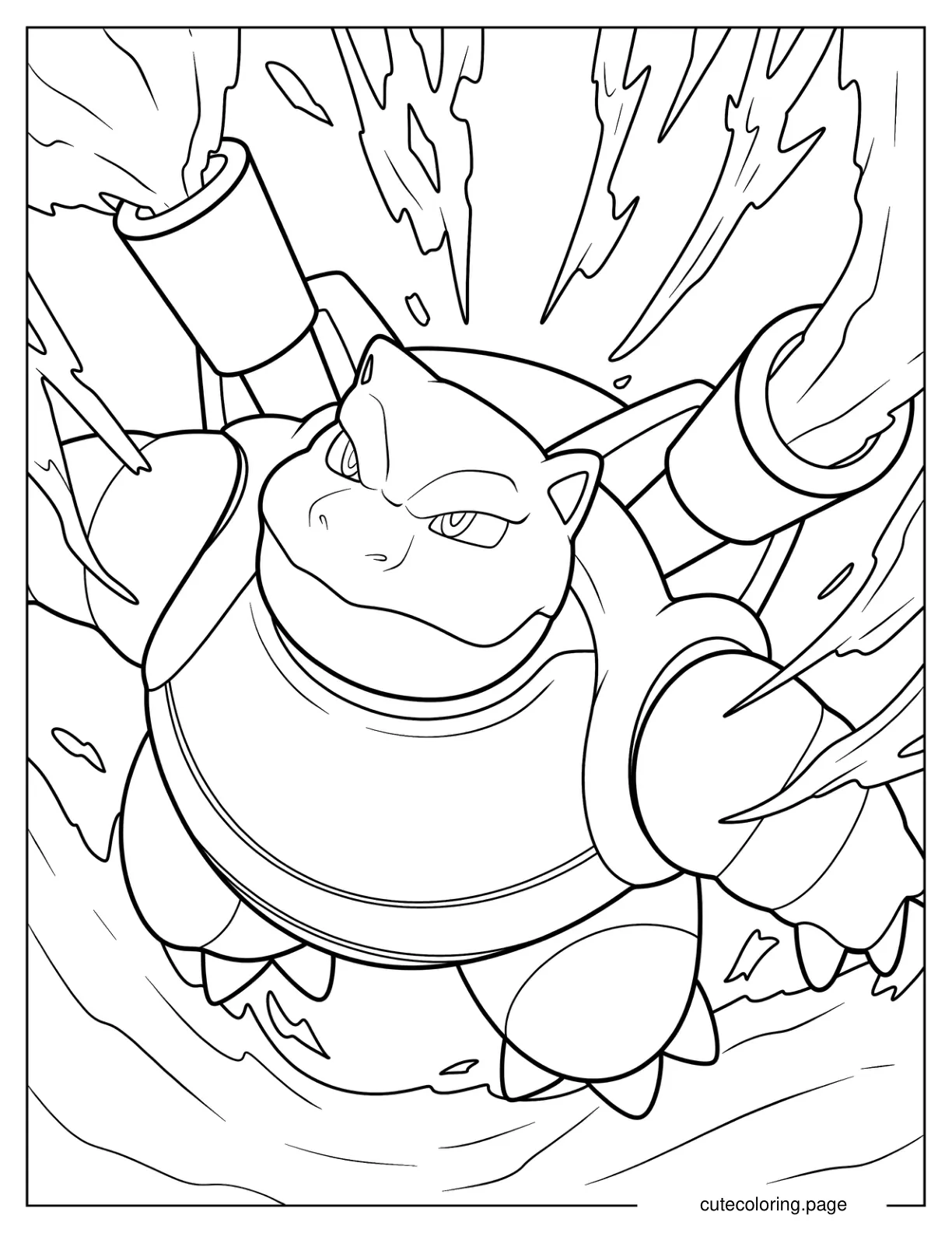 Close Up Of Blastoise Blasting Water Coloring Sheet coloring page