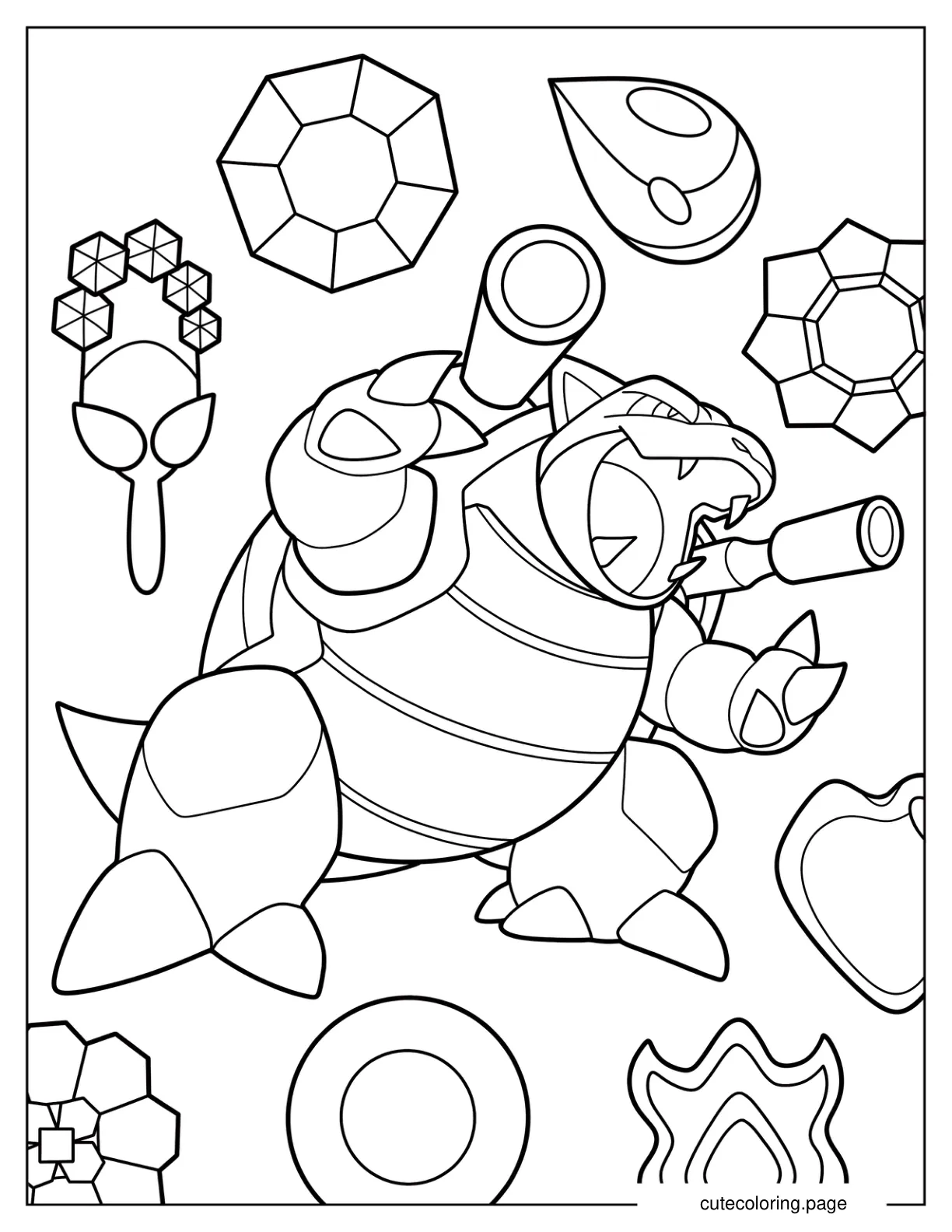 Mega Blastoise Roaring coloring page