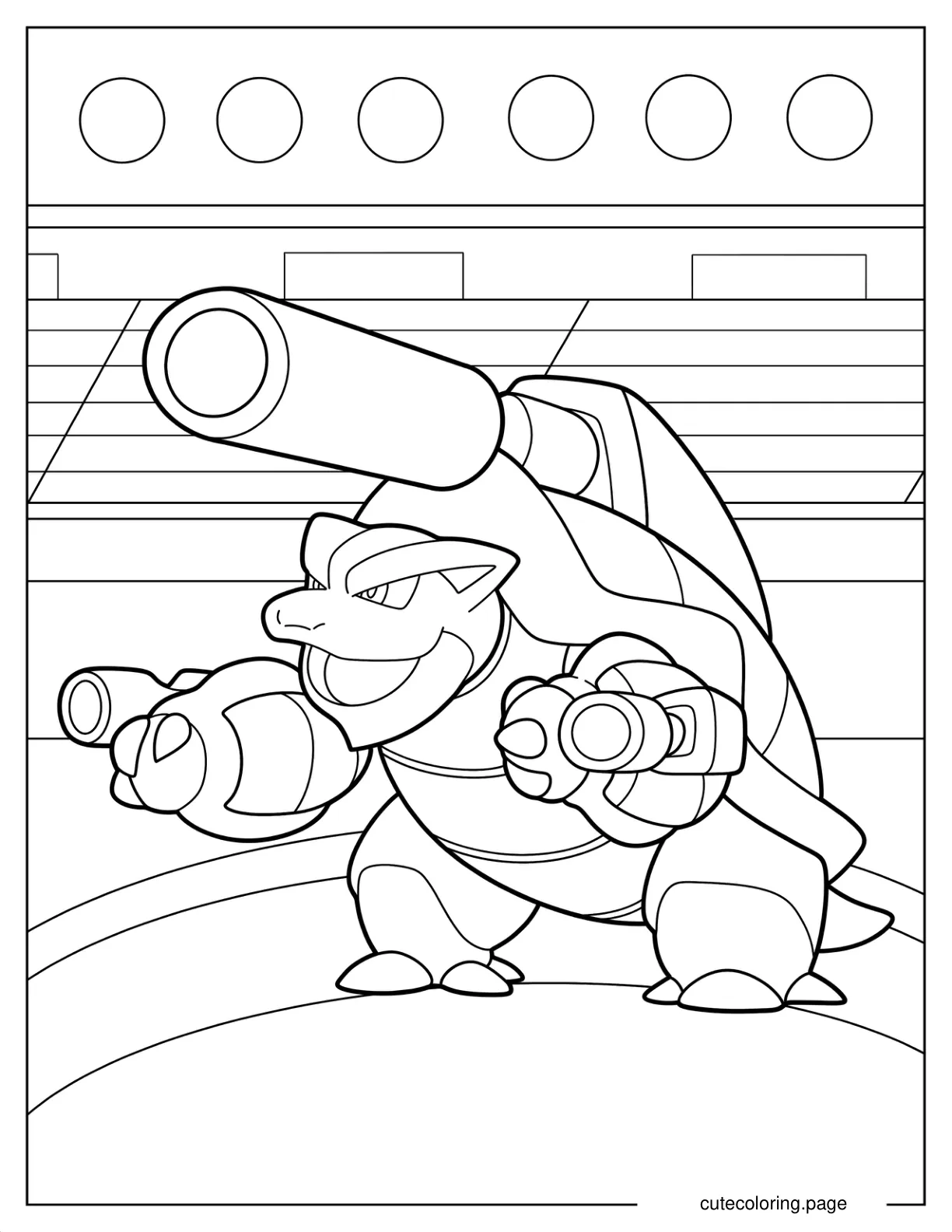 Mega Y Blastoise In Battle Arena Coloring Sheet coloring page