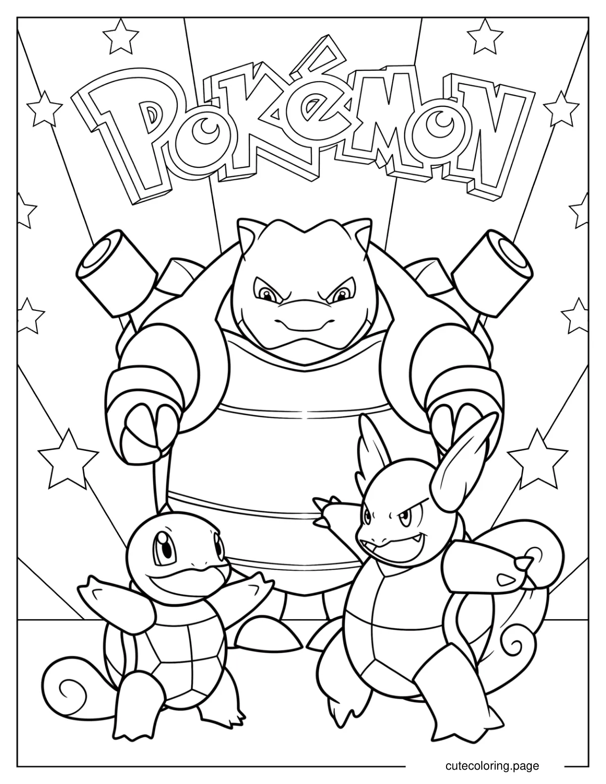 Pokemon Blastoise Wartortle And Squirtle Pokemon Poster coloring page