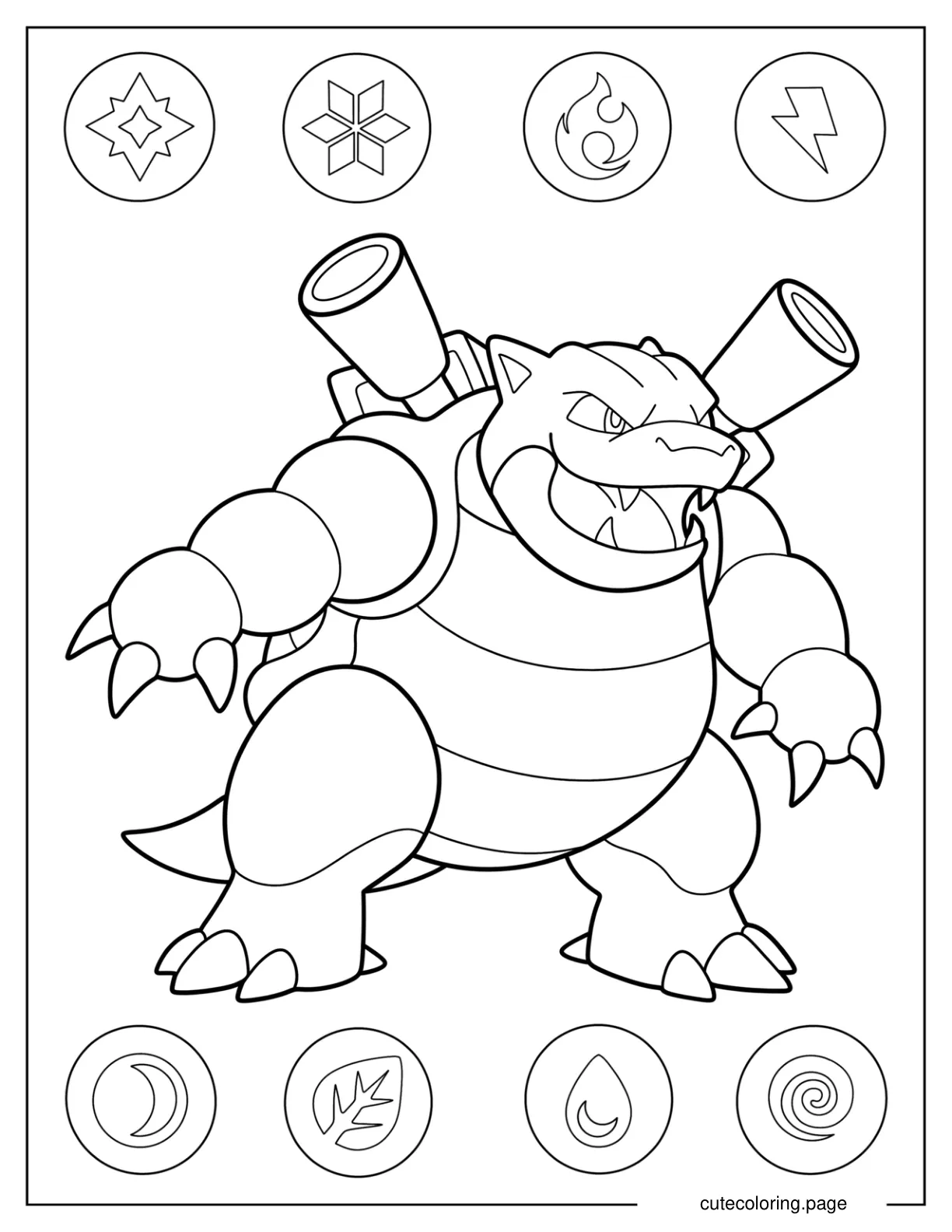 Simple Blastoise Outline Coloring Page coloring page