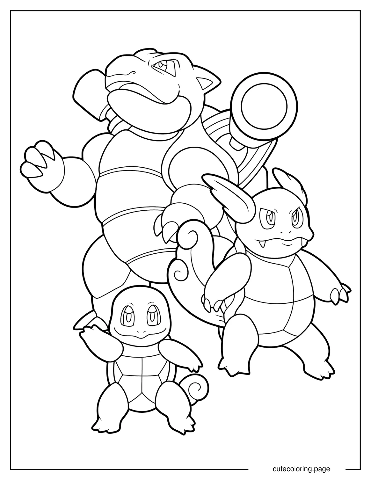 Squirtle Wartortle And Blastoise Evolution coloring page