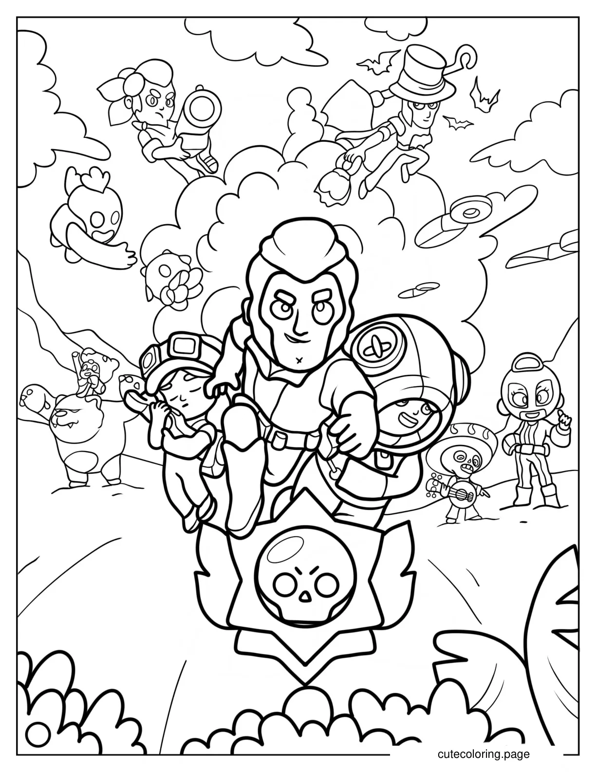 Brawl Stars Colt With Other Brawlers Coloring Page coloring page