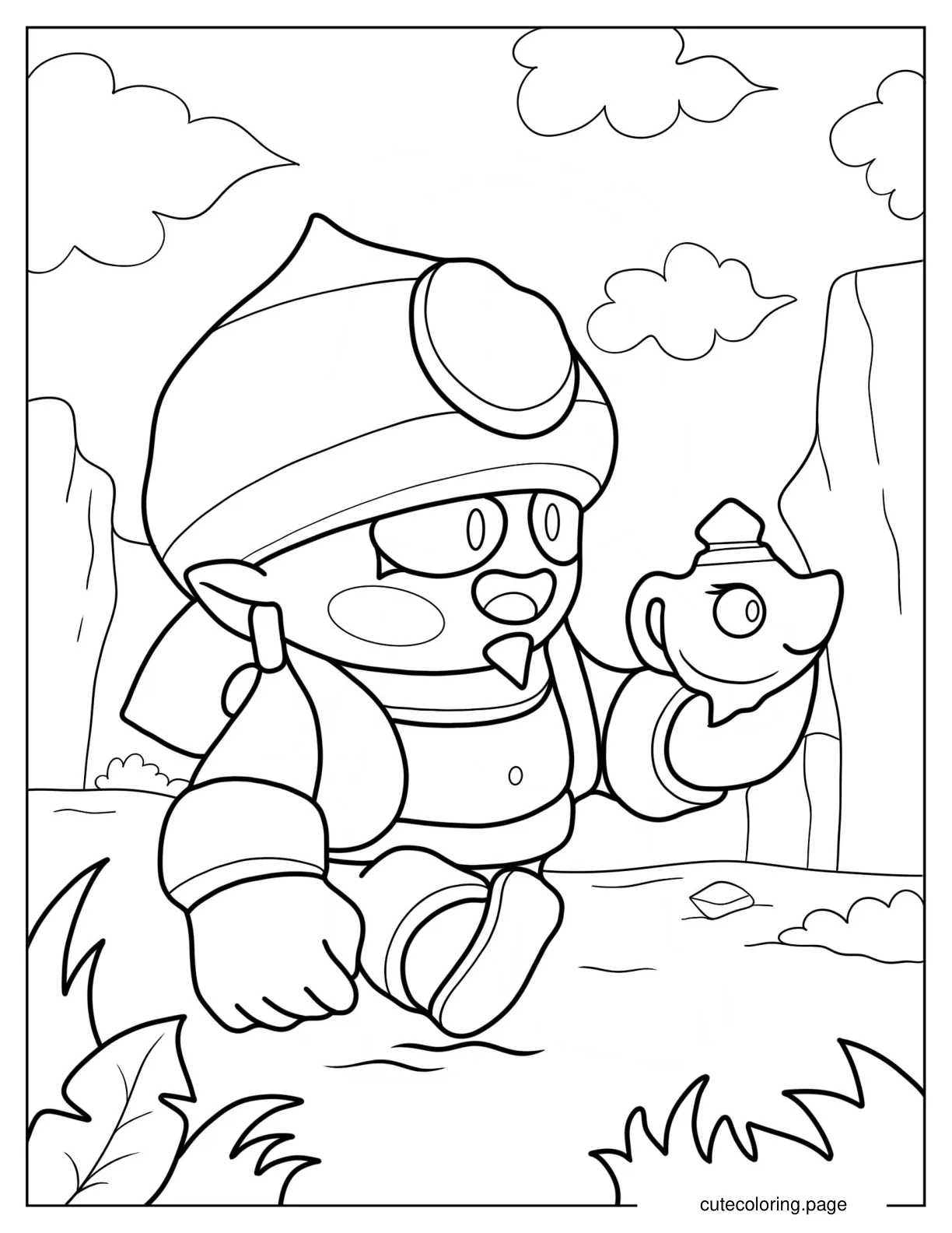 Brawl Stars Gene Holding Magical Lamp coloring page