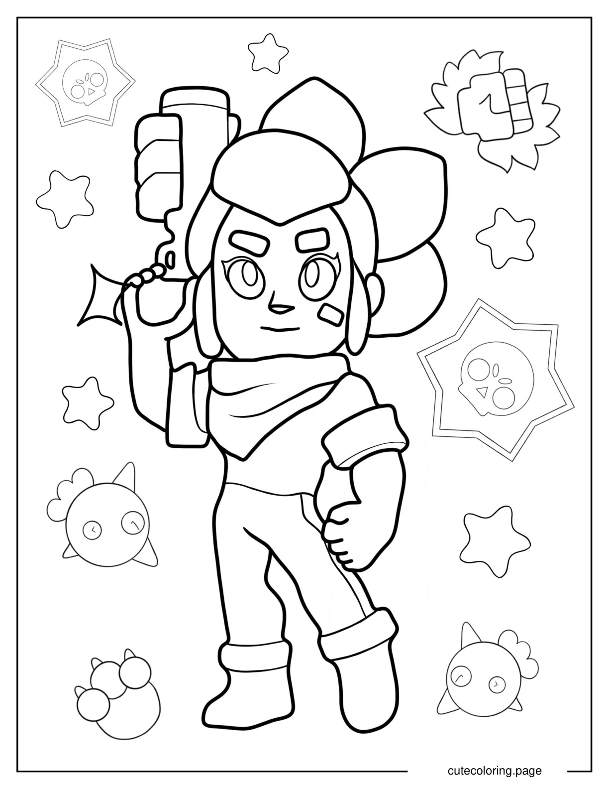 Brawl Stars Shelly In Iconic Pose Coloring Sheet coloring page