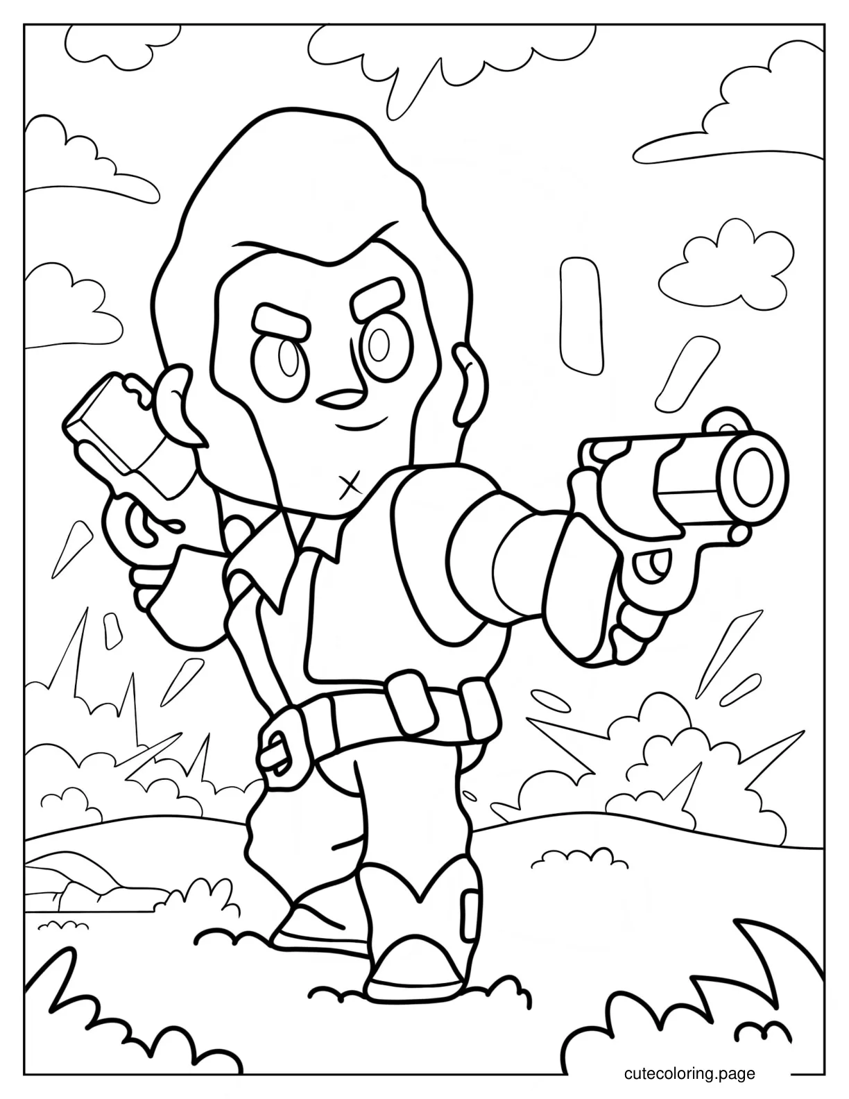 Colt Smirking While Pointing Gun Coloring Page coloring page