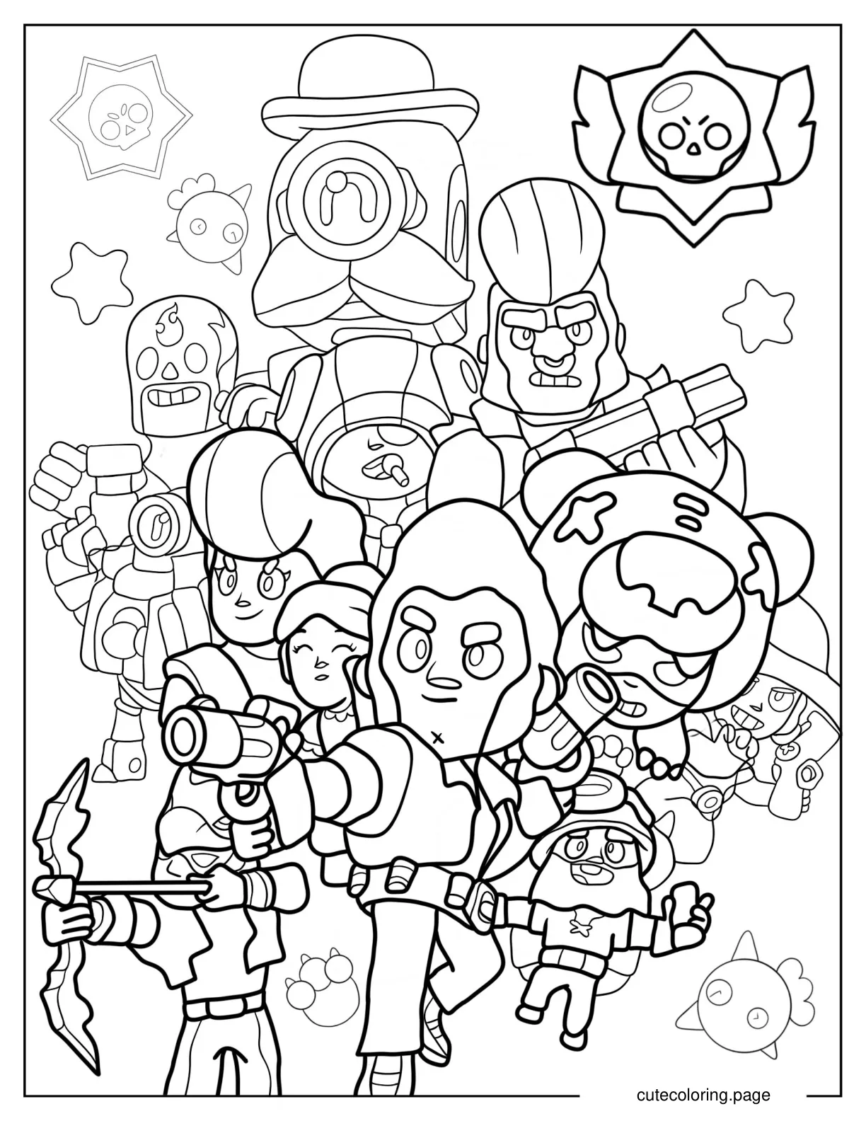 Full Page Brawl Stars Poster Coloring Sheet coloring page