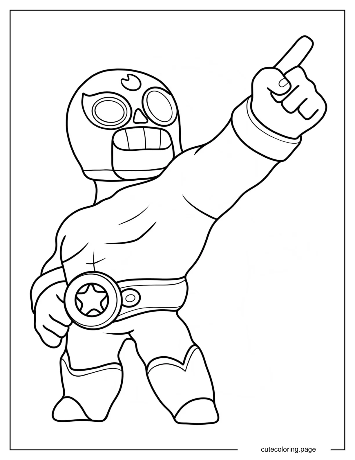 Simple El Primo Pointing Up Coloring Sheet For Kids coloring page