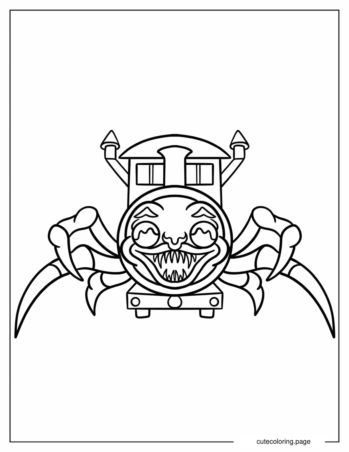 Chibi Choo Choo Charles Outline Coloring Sheet coloring page