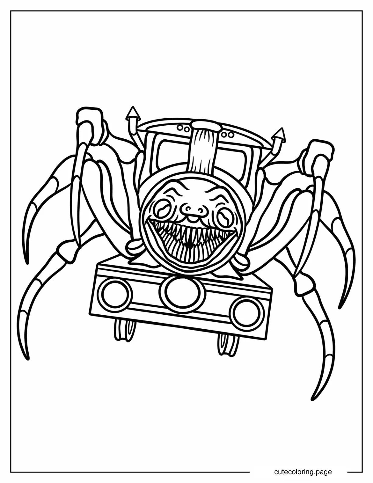 Detailed Scary Choo Choo Charles Coloring Sheet coloring page