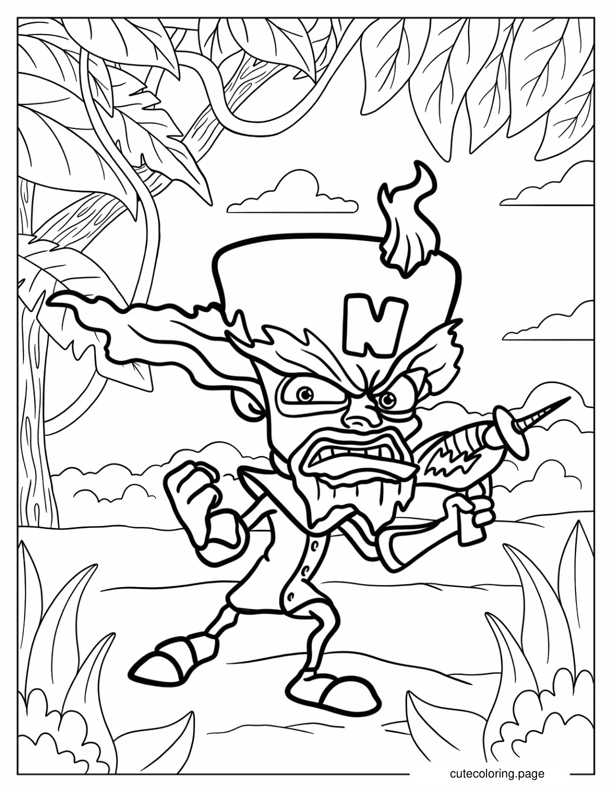 Angry Doctor Neo Cortex With A Raygun Coloring Page coloring page