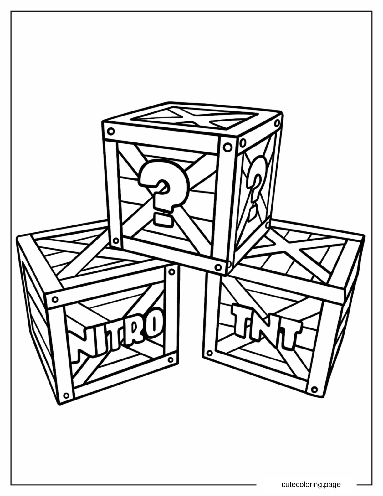 Detailed Crash Bandicoot Crate Boxes coloring page