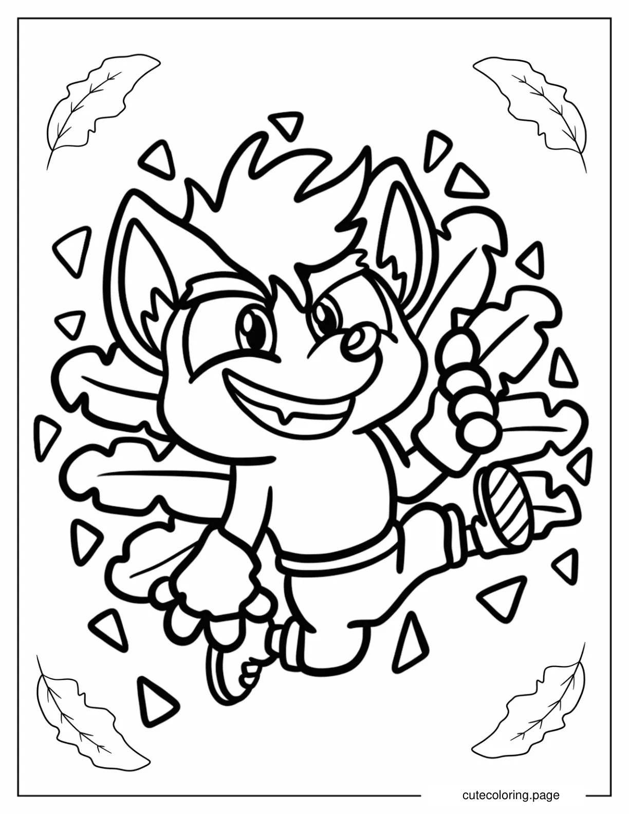 Kawaii Chibi Crash Bandicoot Coloring Page For Preschoolers coloring page