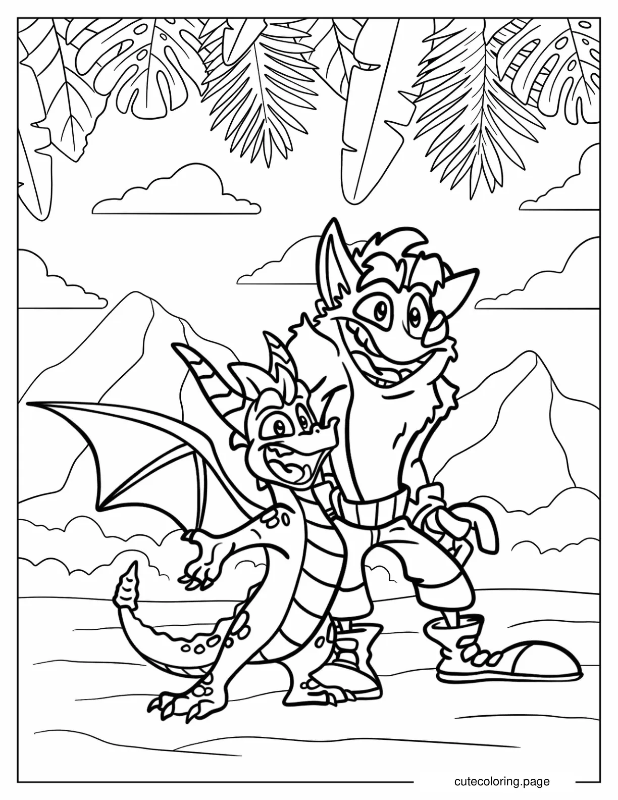 Sypro Hanging Out With Bandicoot Coloring Page coloring page