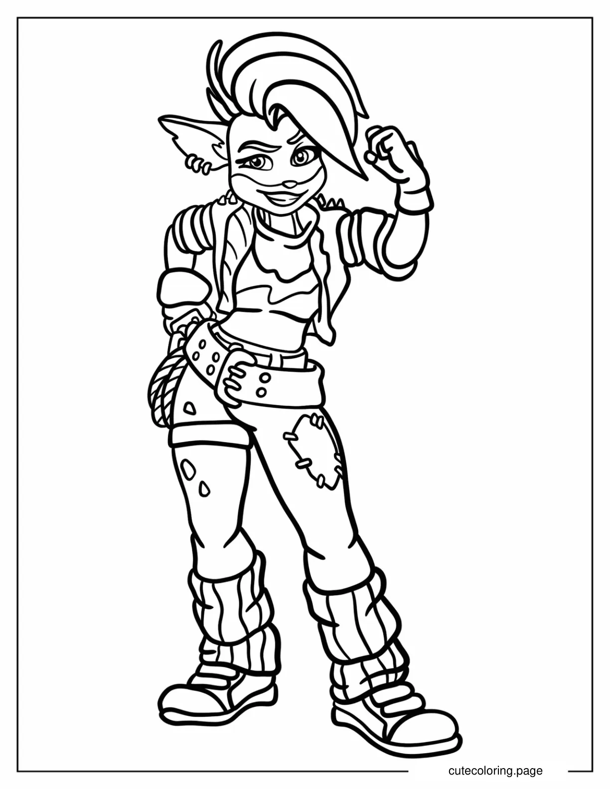 Tawna Bandicoot Showing Off Muscles coloring page