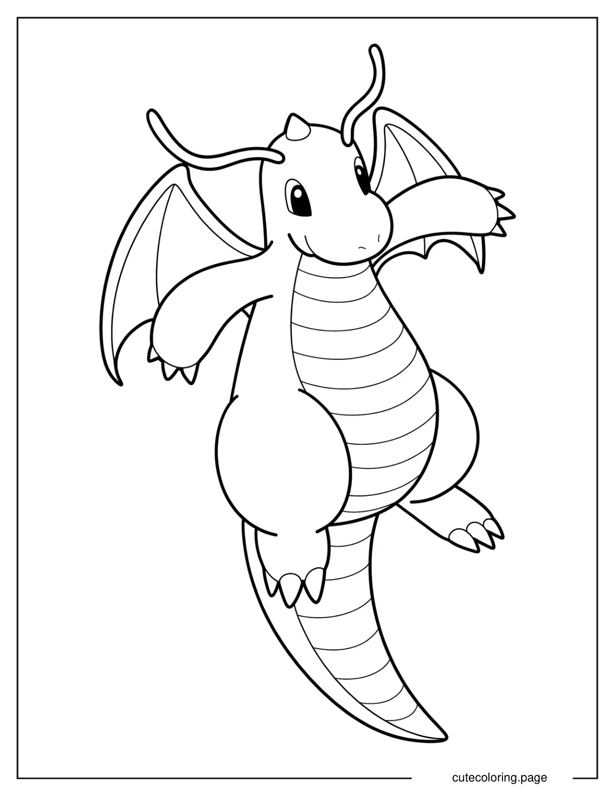 Dragonite Flying In The Air Coloring Sheet coloring page