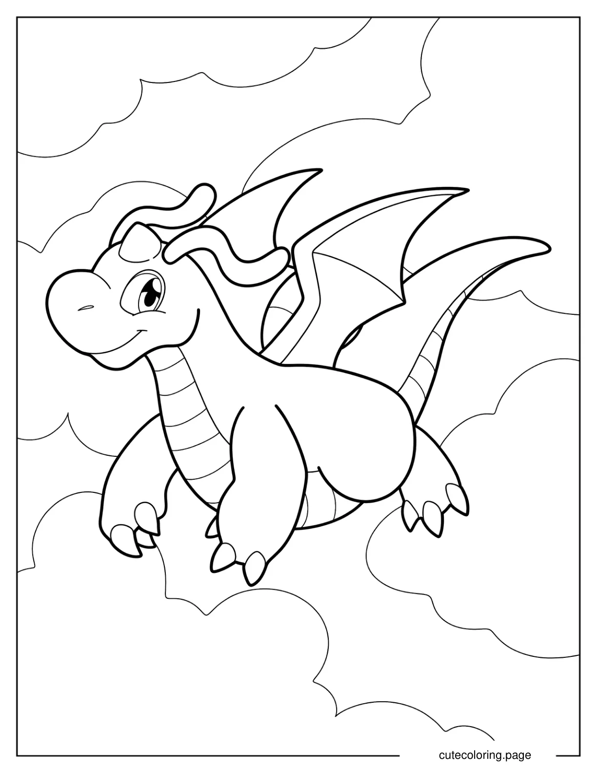 Dragonite In The Clouds Coloring Page For Kids coloring page