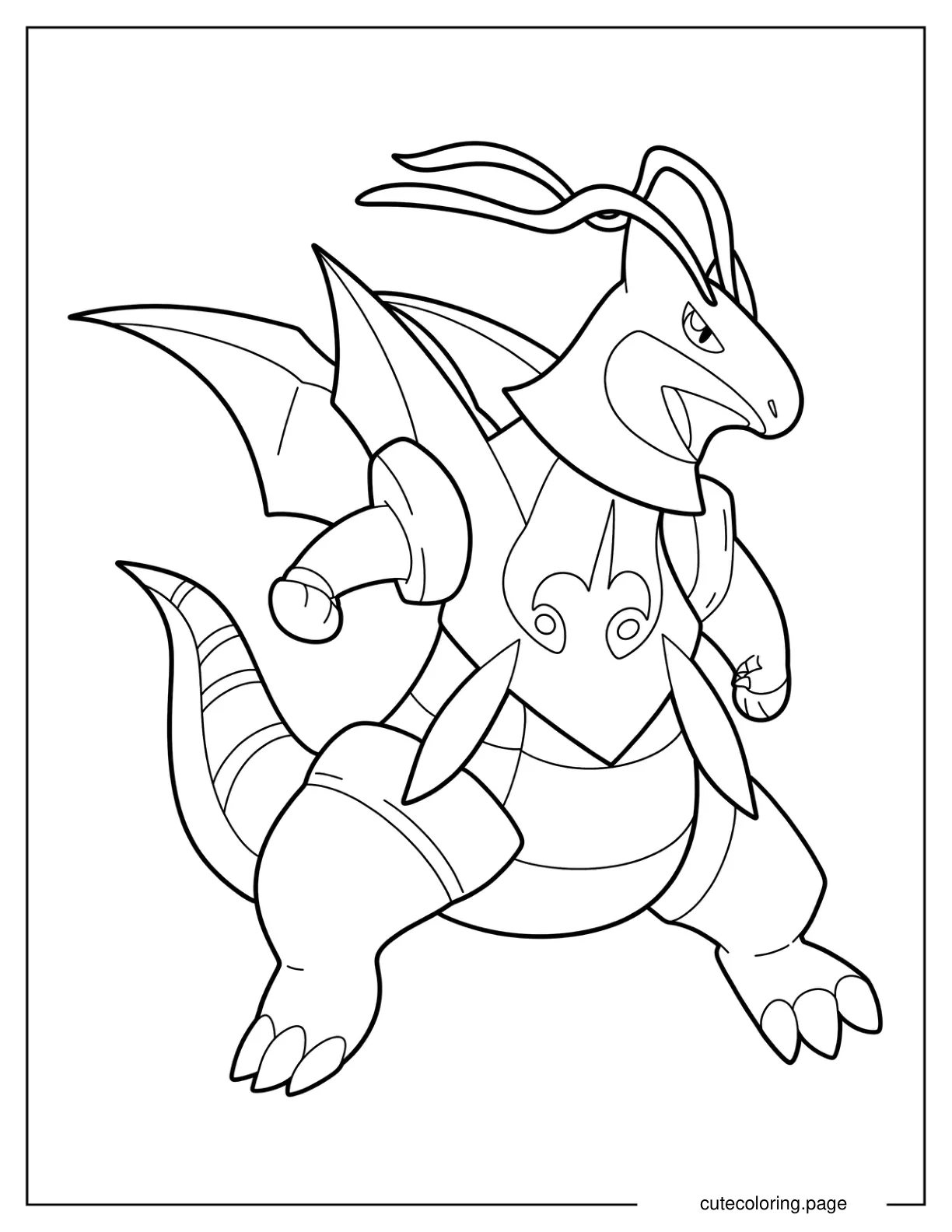 Mega Dragonite With Armor Coloring Page coloring page