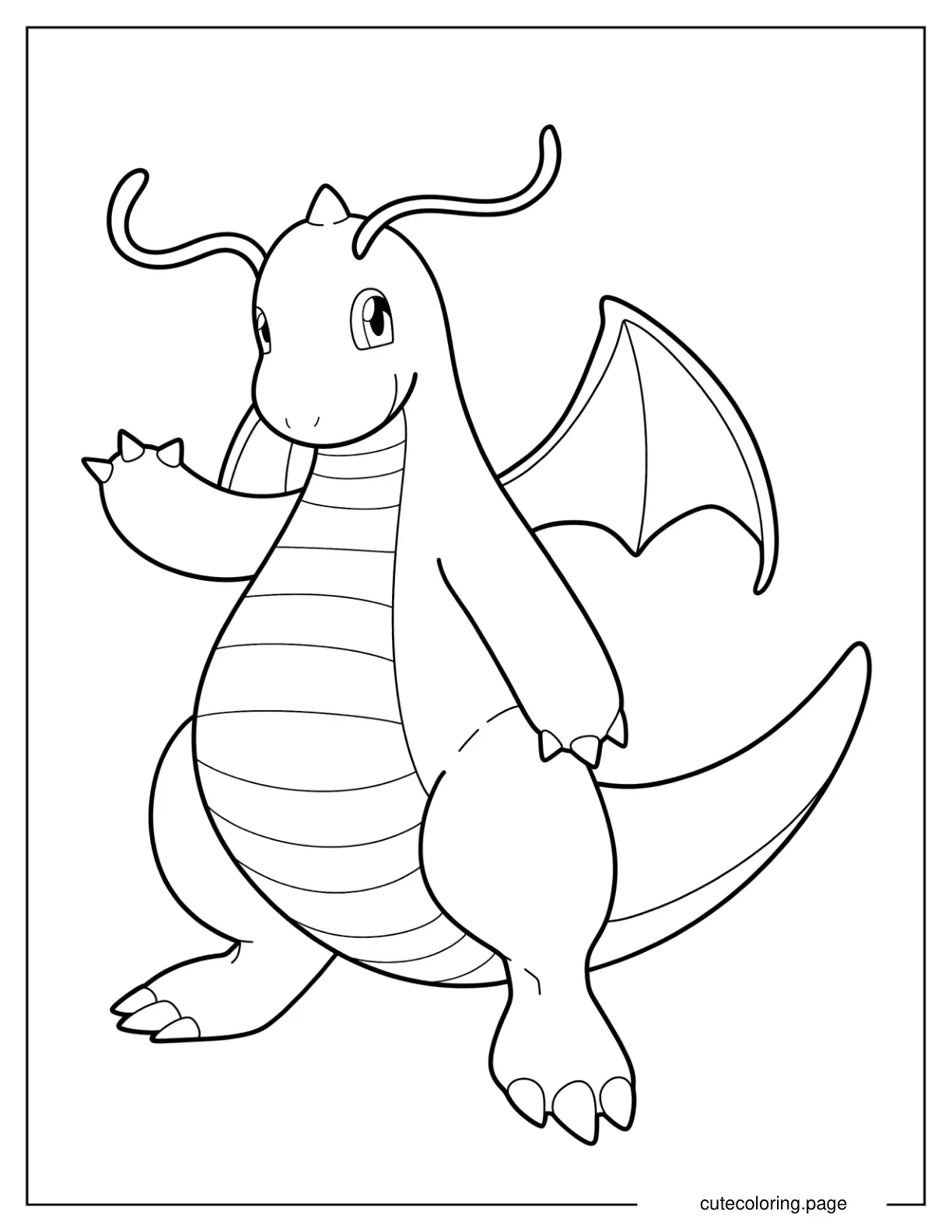 Simple Dragonite Outline Coloring Page For Preschoolers coloring page