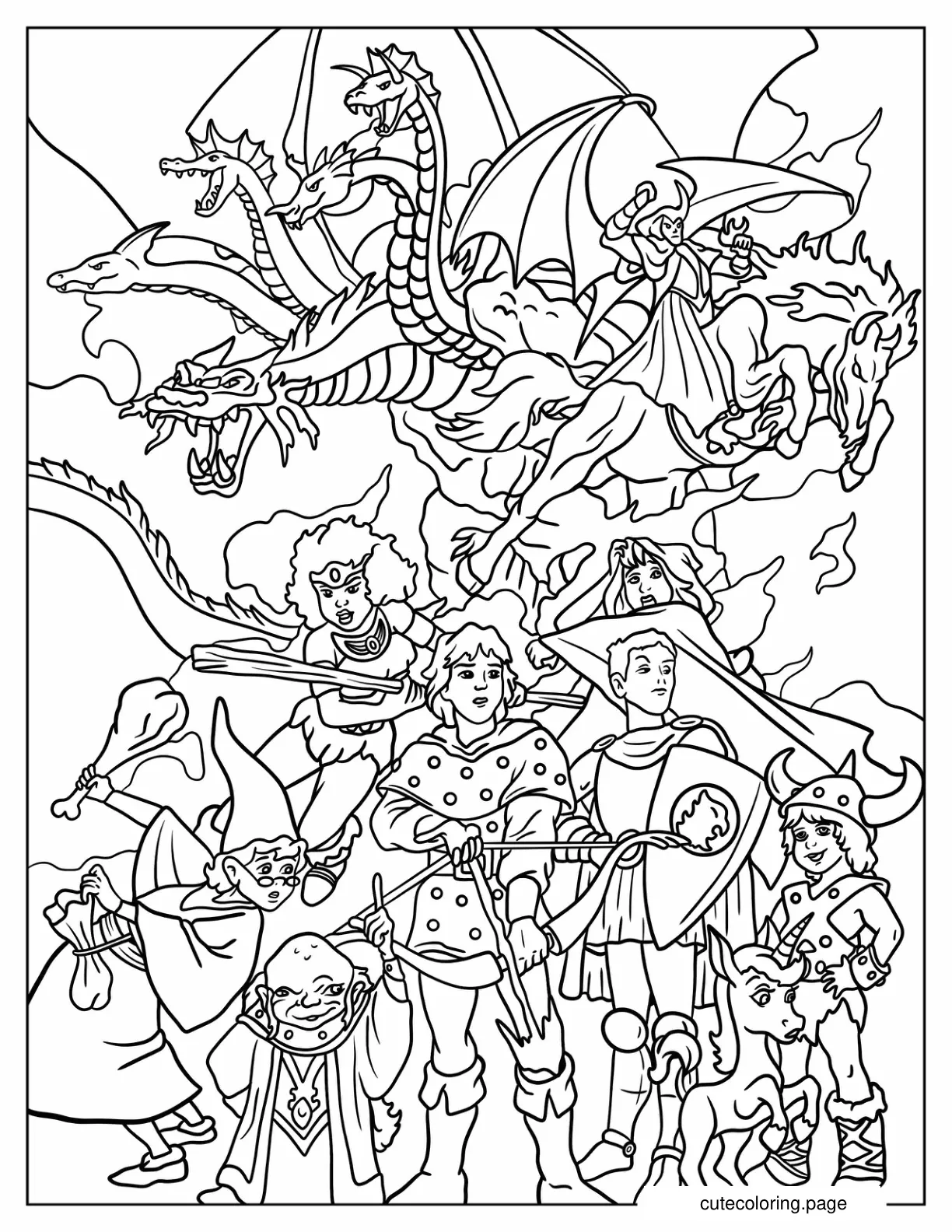 Dungeons And Dragons Gaming Poster Coloring Sheet For Kids coloring page