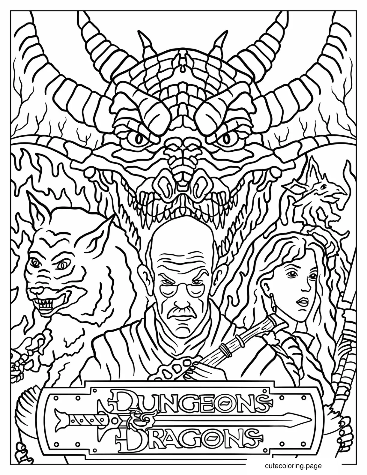 Dungeons And Dragons Vintage Poster Coloring Page coloring page