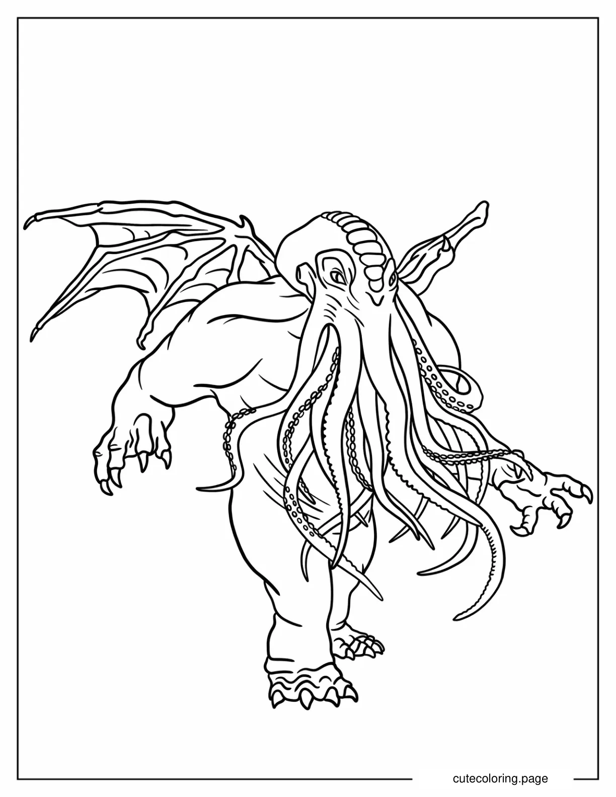 Scary Cthulhu Monster Coloring Page coloring page