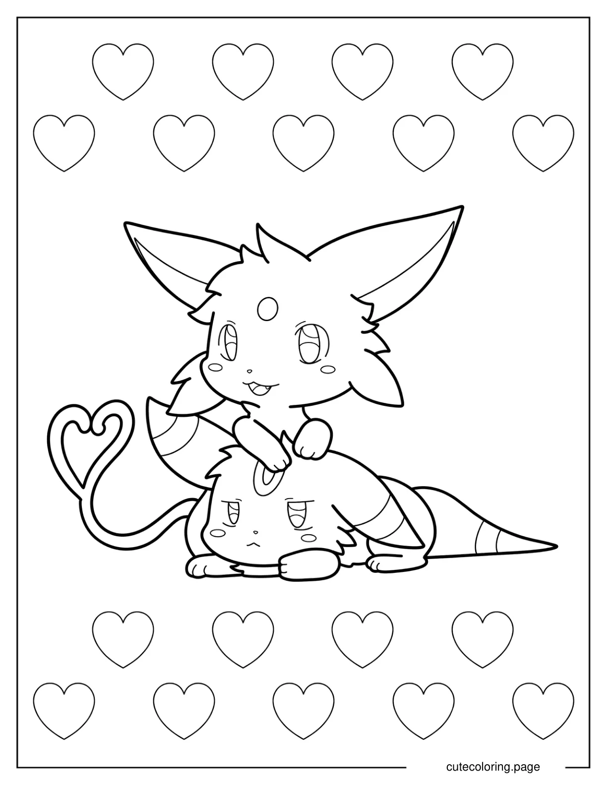 Baby Espeon And Umbreon Coloring Sheet coloring page