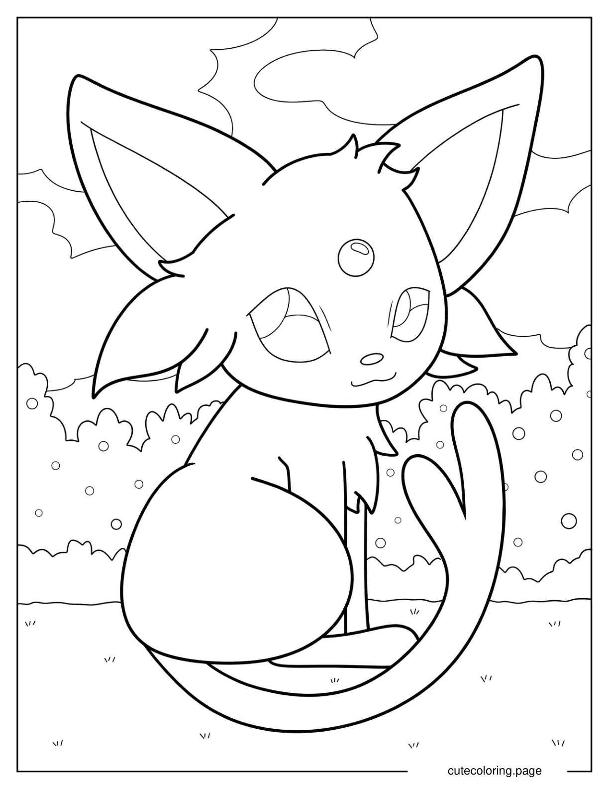 Chibi Espeon Coloring Page For Preschoolers coloring page