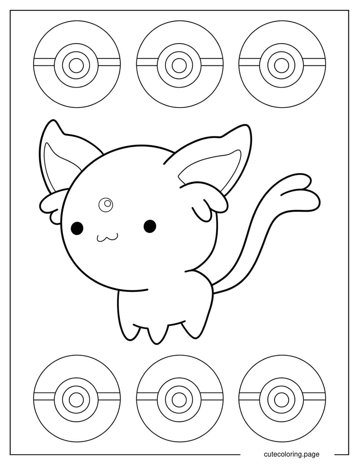 Chibi Espeon Outline Coloring Page For Preschoolers coloring page