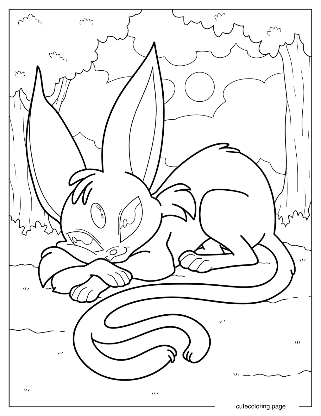 Easy Espeon Sleeping On The Grass Coloring Sheet For Kids coloring page