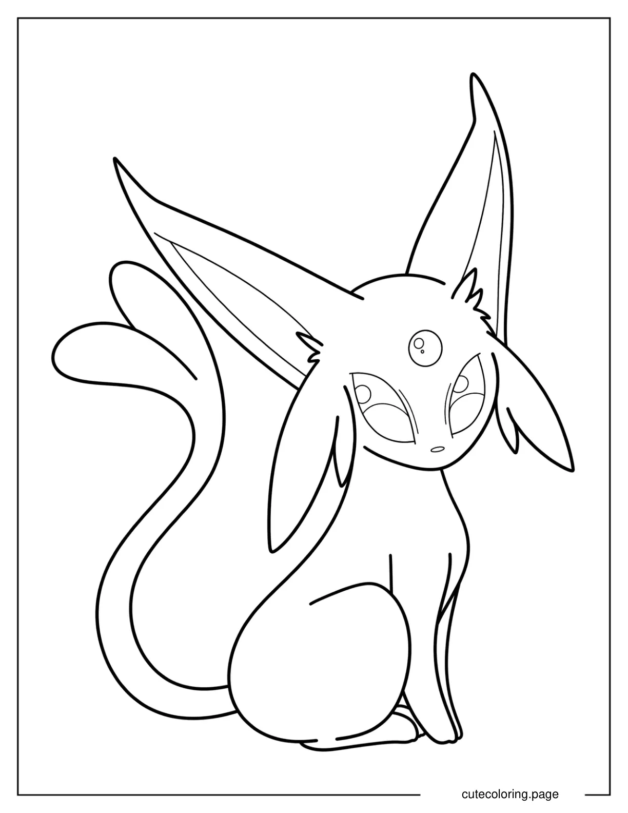 Elegant Espeon Sitting Coloring Page For Kids coloring page