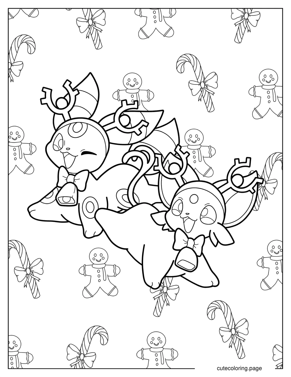 Kawaii Esepon And Umbreon Coloring Sheet For Kids coloring page