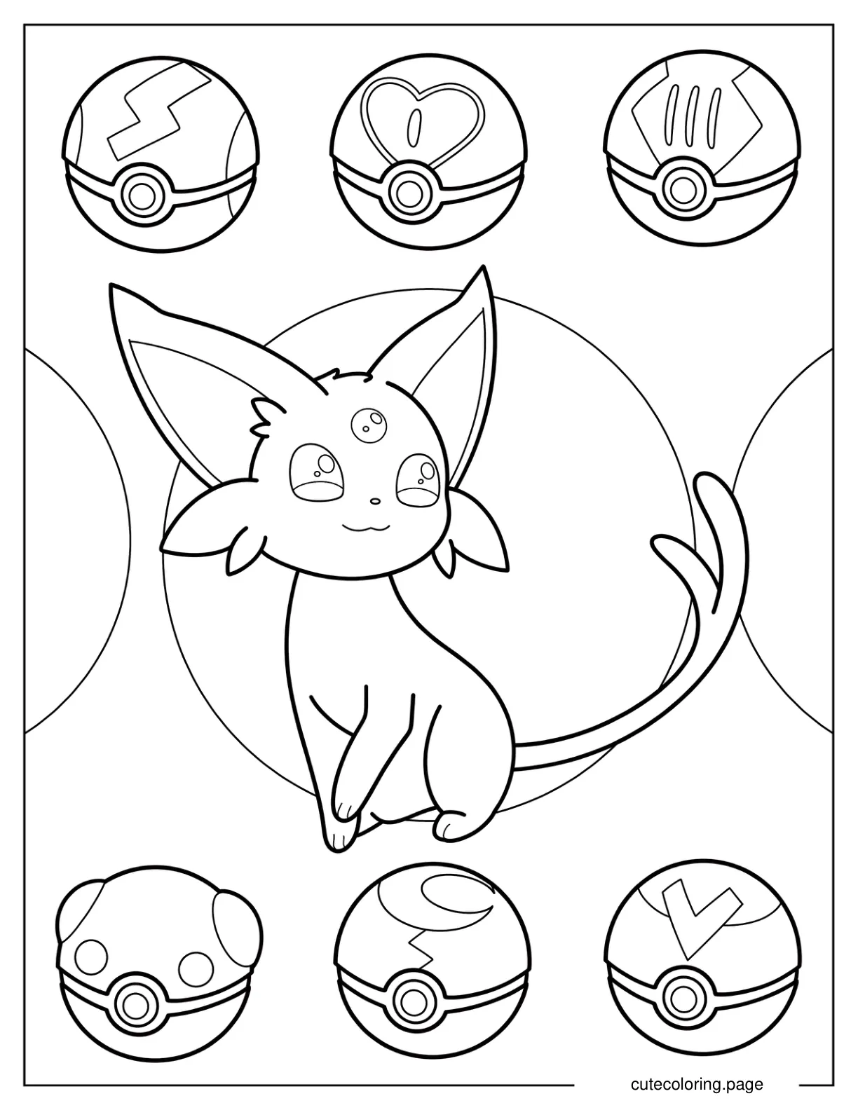 Tiny Espeon Smiling Coloring Page coloring page