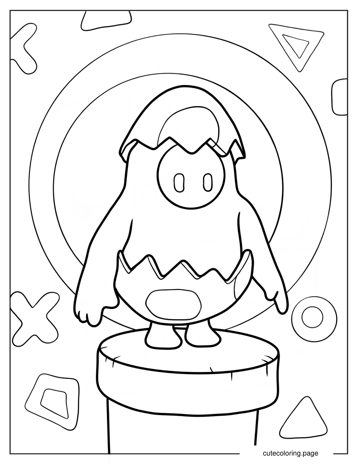 Cute Golden Hatchling Fall Guys Bean Coloring Sheet For Kids coloring page