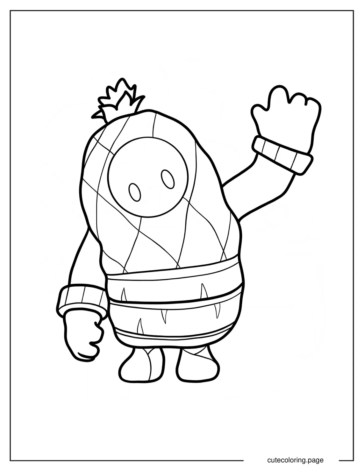 Easy Fall Guys Pineapple Skin Waving Coloring Page For Preschoolers coloring page