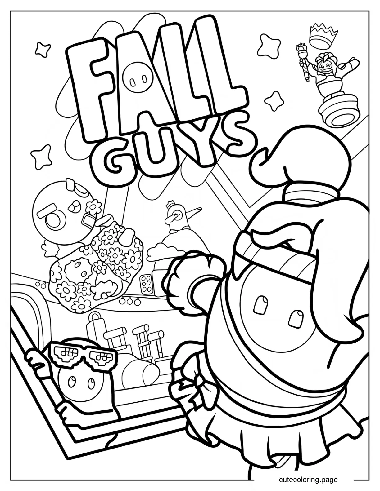 Fall Guys Posters With Cheerleader Skin Coloring Sheet coloring page