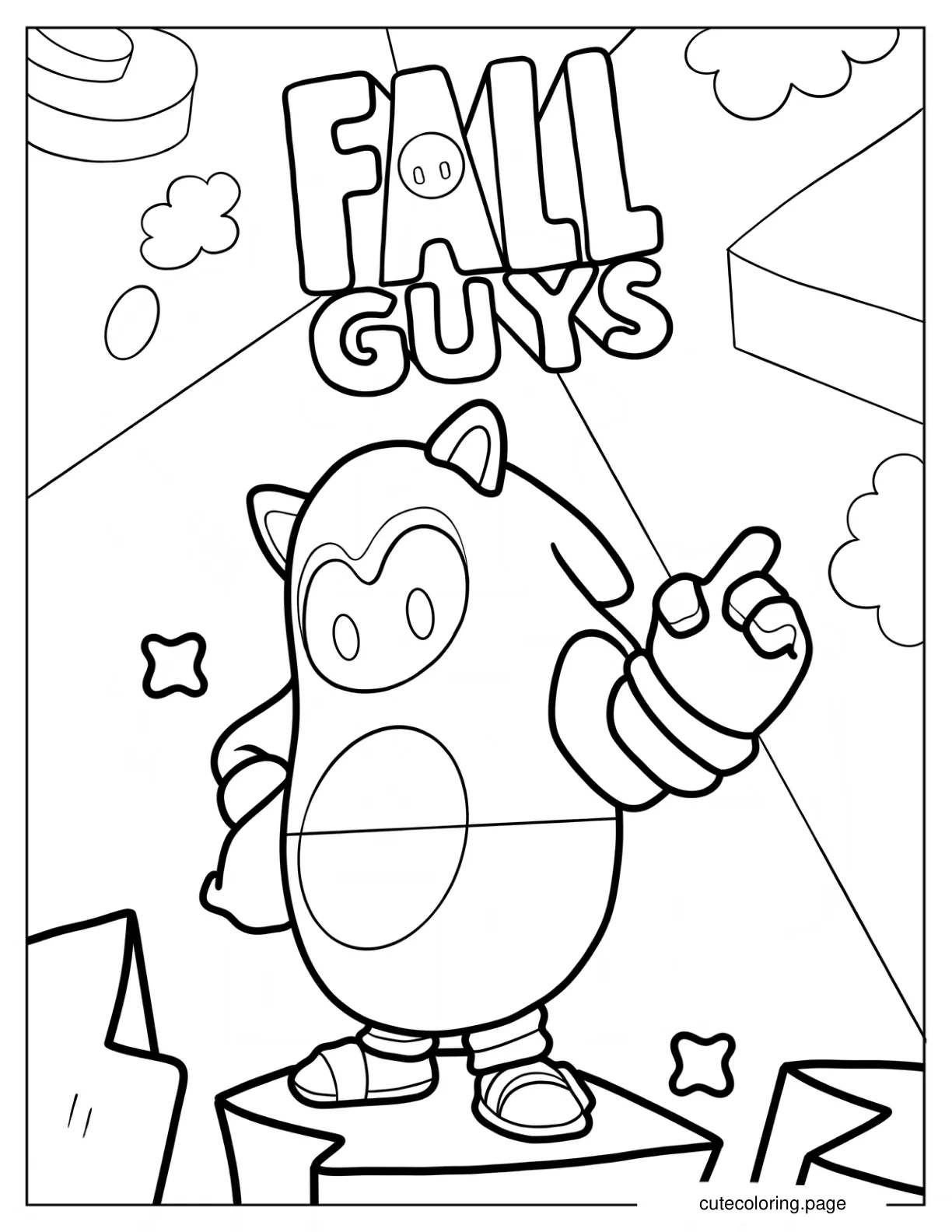 Fall Guys Sonic Skin Coloring Page For Kids coloring page