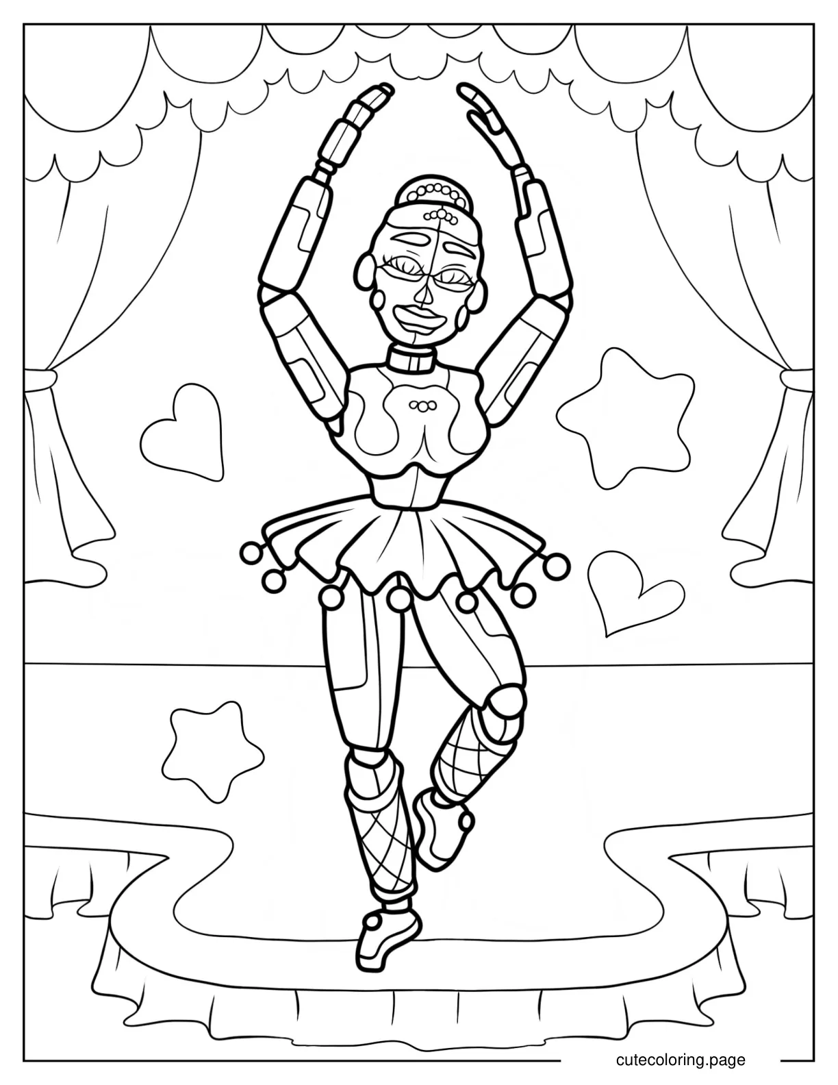 Ballora Dancing Ballet On Stage Coloring Sheet coloring page