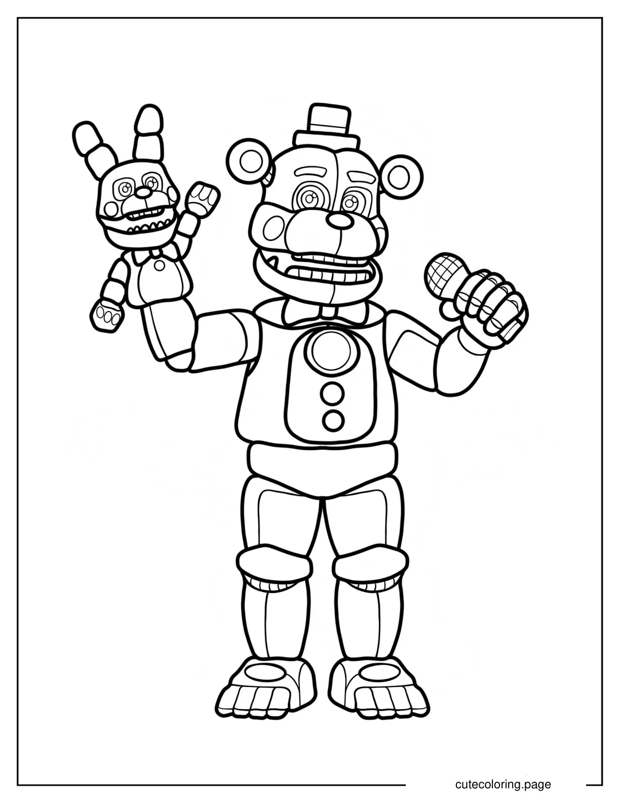 Five Night At Freddy_s Fazbear With Microphone And Puppet coloring page