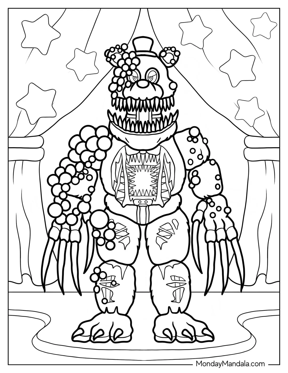 Five Night At Freddy_s Twisted Freddy Coloring Page coloring page