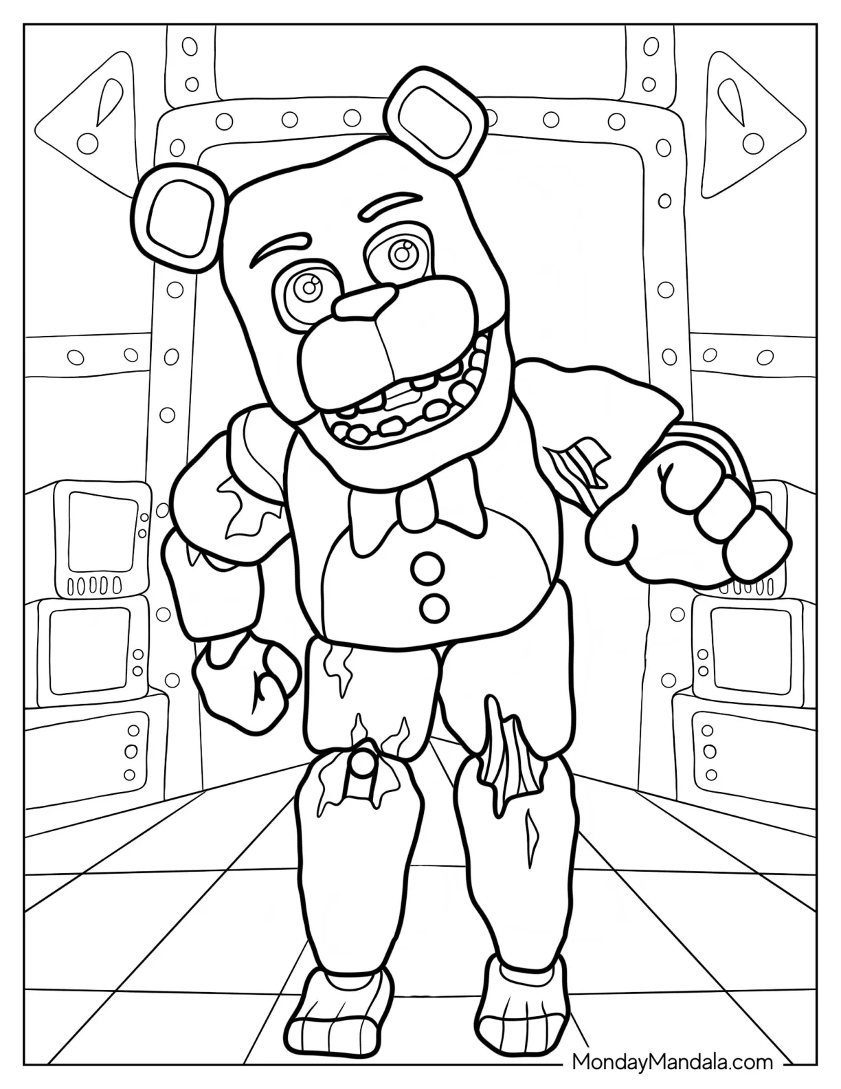 Five Night At Freddy_s Withered Freddy Reaching Out coloring page